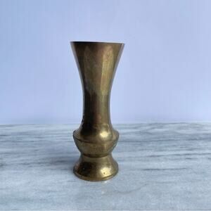 Vintage | Solid Brass Small Vase Made In India Decor Design Gold Metal Shelf
